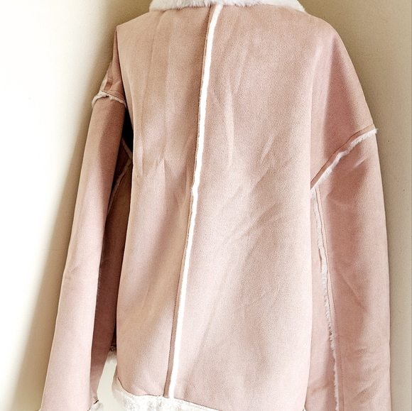 PRETTY IN PINK SKI BUNNY VIBES FAUX SUEDE FAUX FUR LINED JACKET - Picture 6 of 11